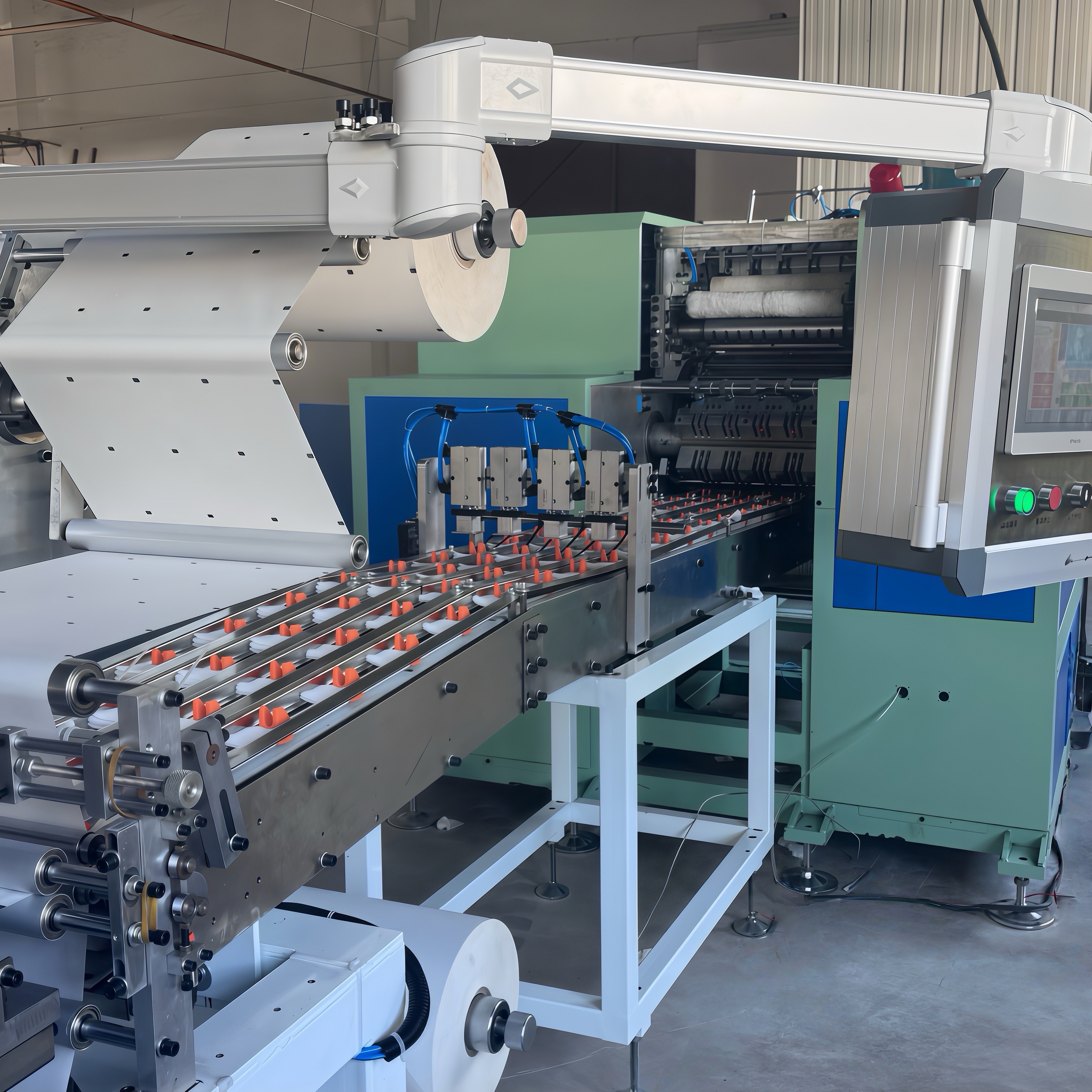 Automatic Sterile Medical Gauze Swab Folding Cutting Machine with Automatic 4 Sides Sealing Packing Machine