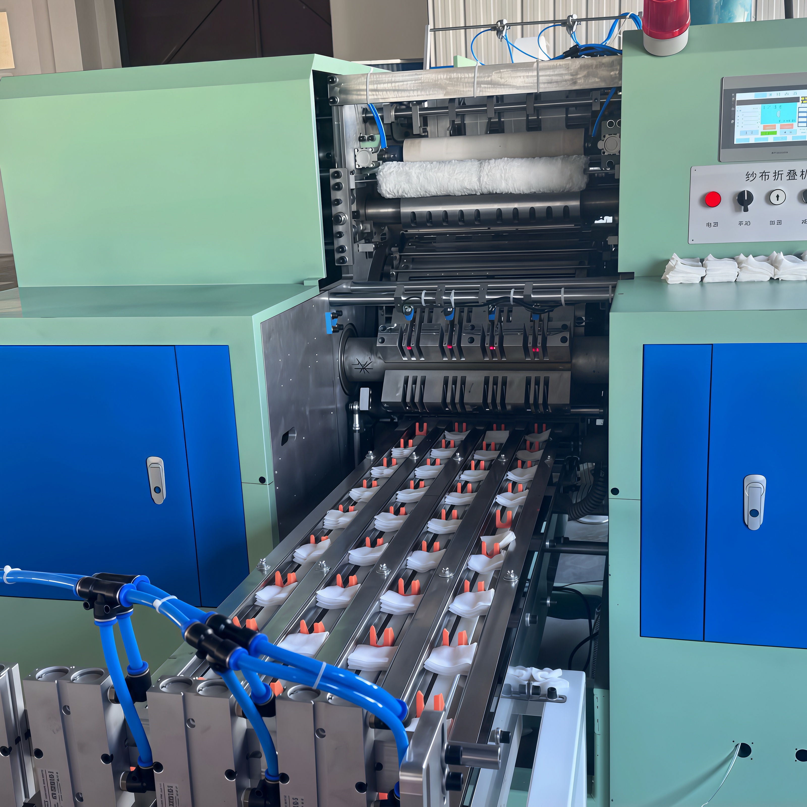 Automatic Sterile Medical Gauze Swab Folding Cutting Machine with Automatic 4 Sides Sealing Packing Machine